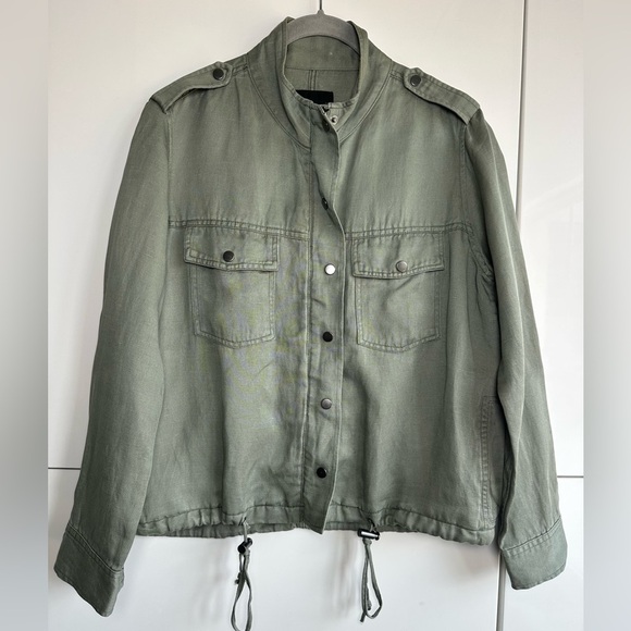 Rails Collins Utility Jacket Military Army Green Size XS Linen Blend - Picture 3 of 10